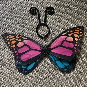 Butterfly Wings Adult and Kids Halloween Costume with Antenna Headband